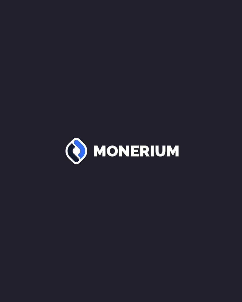 Monerium logo with a stylized icon displayed prominently.